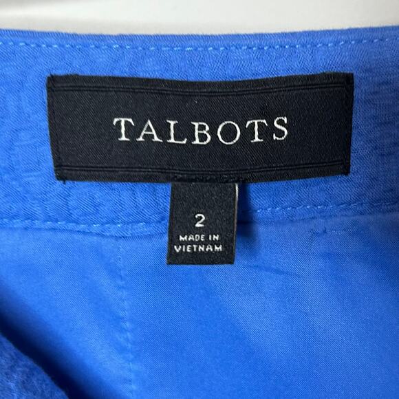 Talbots Blue Geometric Texture Skirt Size 2 Scalloped Hemline - Picture 5 of 9